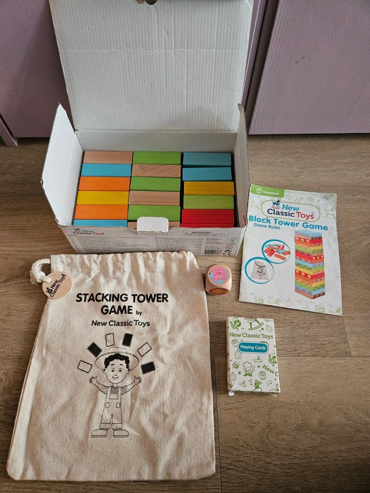 New Classic Toys Block Tower Game - Educatief Stapelspel, Kinderen en Baby's, Ophalen of Verzenden, Zo goed als nieuw, Jongen of Meisje