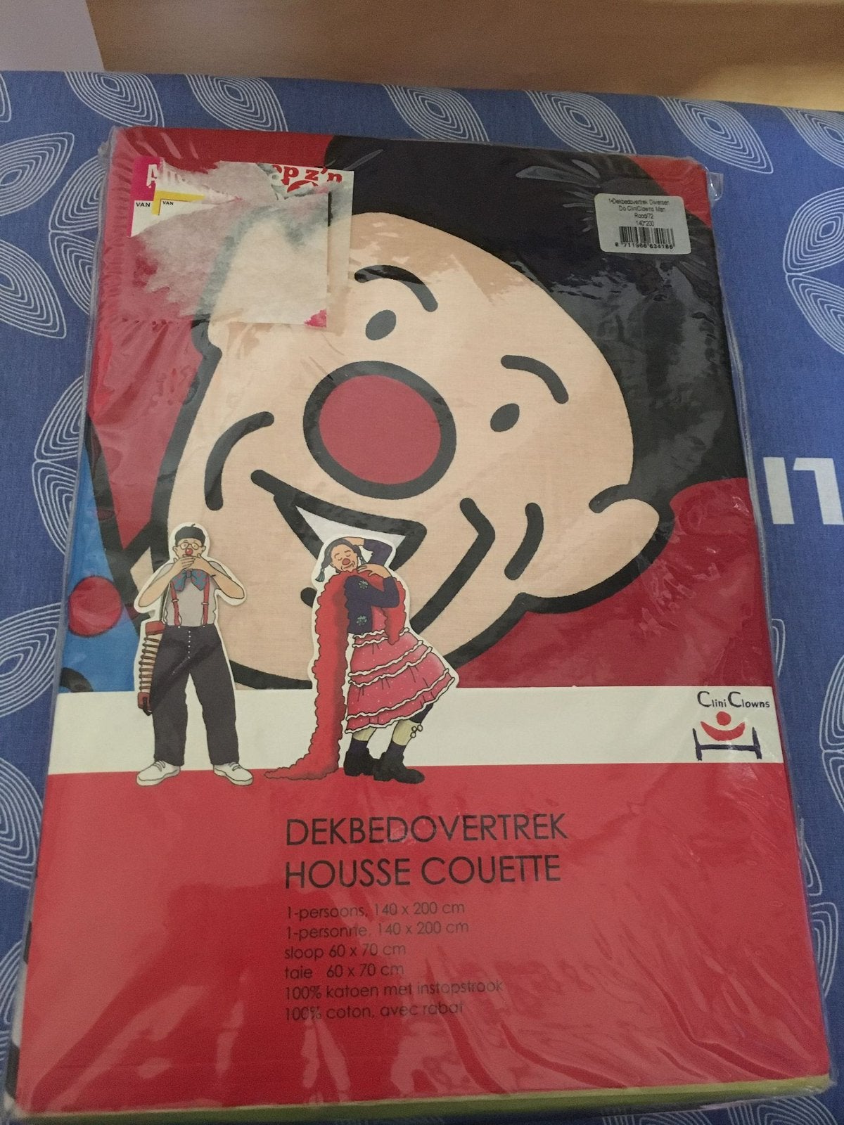 Dekbedovertrek 1-persoons nieuw clini clowns, Eenpersoons, Dekbedovertrek, Nieuw, Ophalen of Verzenden