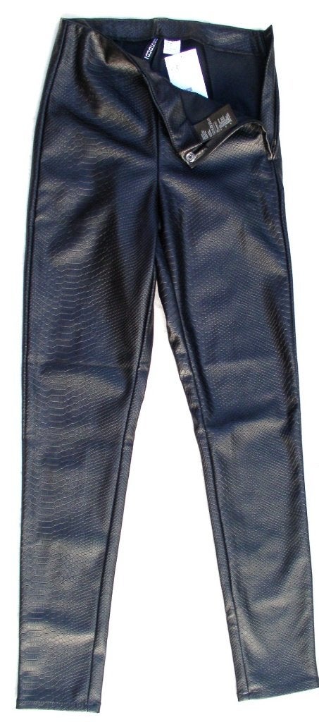 nieuwe smalle broek van stretch imitatie krokodillenleer 34, Zwart, H&M Divided, Nieuw, Ophalen of Verzenden