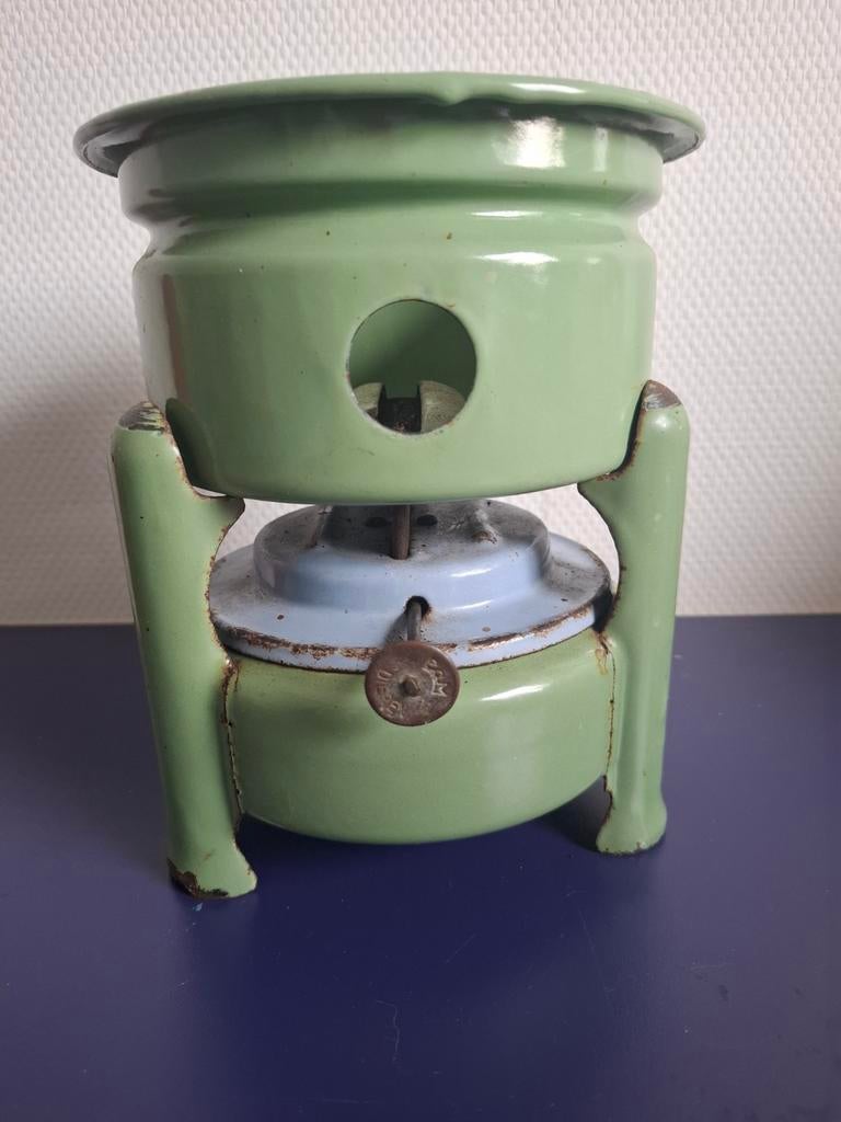 Vintage Petroleumstel - 1-pits groen emaille, Antiek en Kunst, Antiek | Keukenbenodigdheden, Ophalen