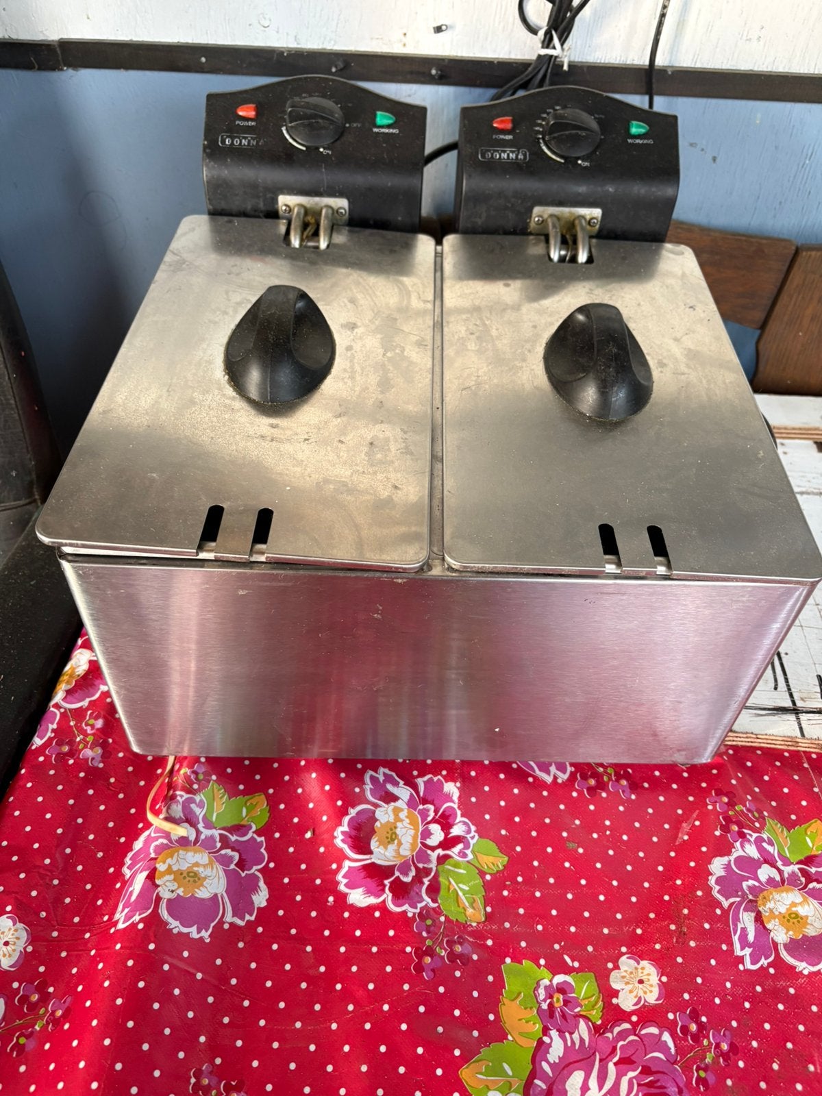 Donna Duo-friteuse - Roestvrij staal, 4 liter of meer, Ophalen of Verzenden, Zo goed als nieuw, Duo-friteuse