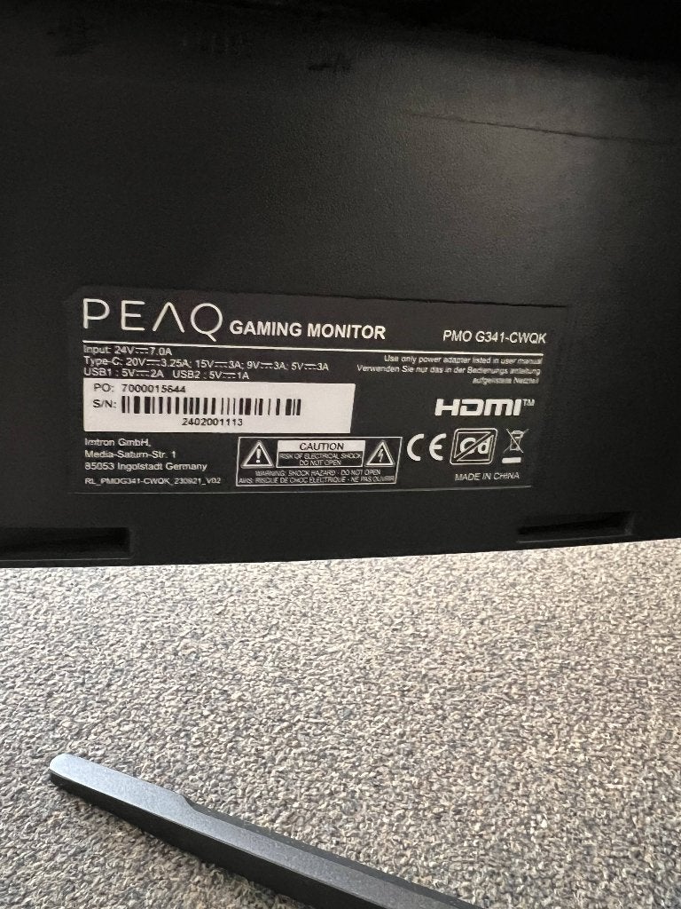 PeaQ G341 | gaming monitor | curved | 401547, Computers en Software, Monitoren, Gaming, PEAQ, Curved, HDMI