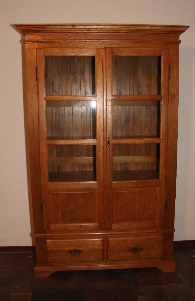 Eiken houten vitrinekast, Ophalen, Gebruikt, Klassiek, Met lade(s)