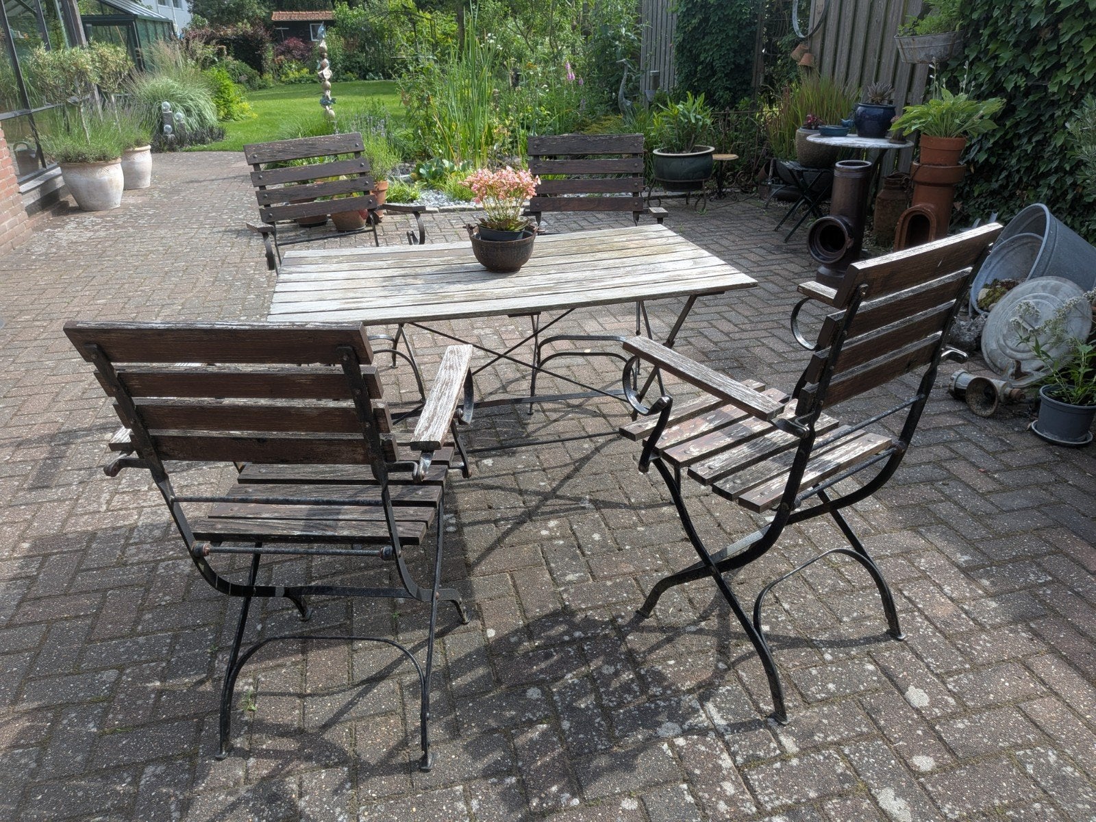 Bistro tuinset, 1 tafel (120 x 70) met 4 stoelen, Tuin en Terras, Ophalen, Gebruikt, Overige materialen, 2 zitplaatsen