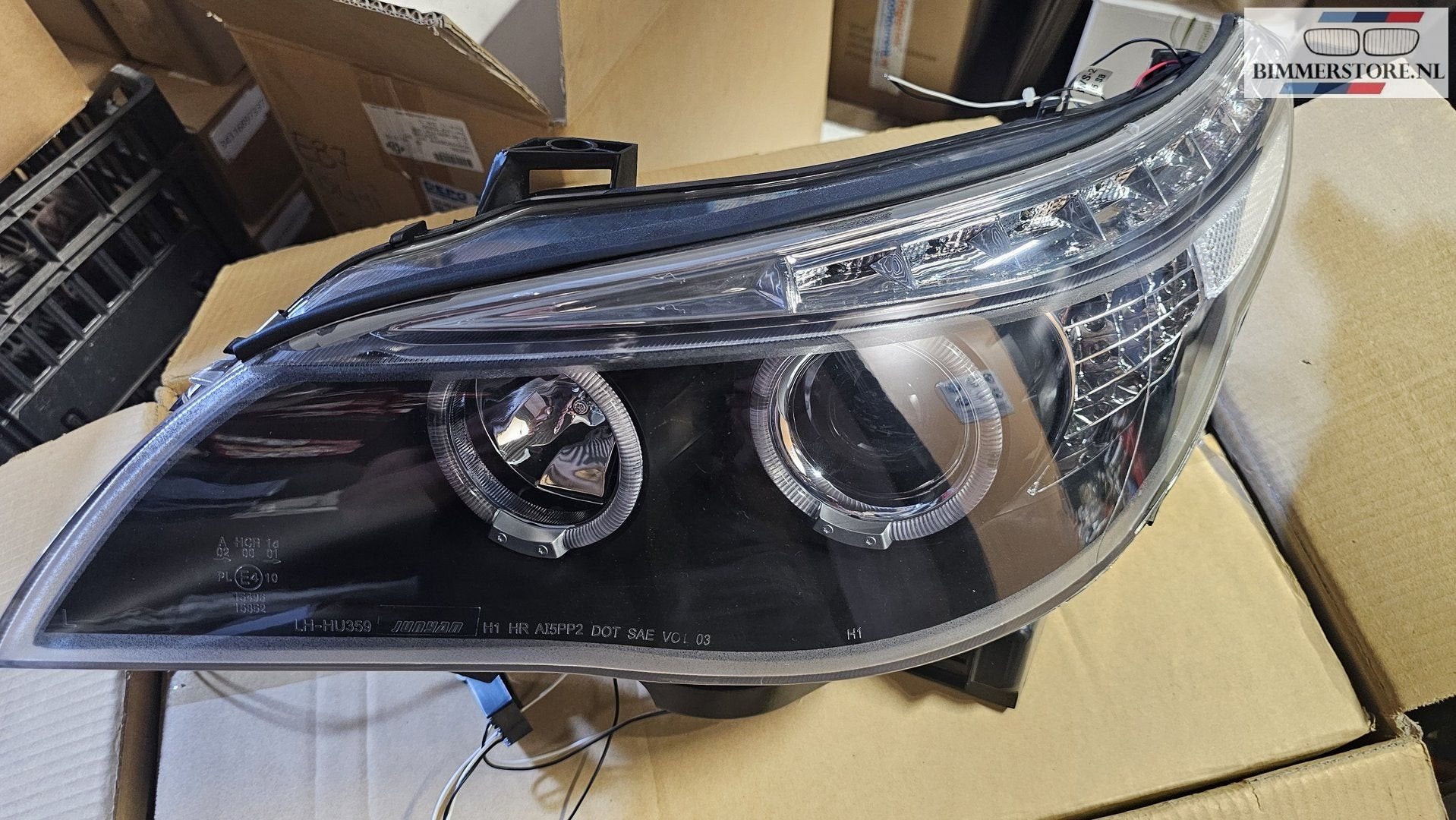 Design Koplamp set H1 H1 zwarte binnenkant BMW 5 serie E60 E, -, Nieuw, Ophalen of Verzenden, -