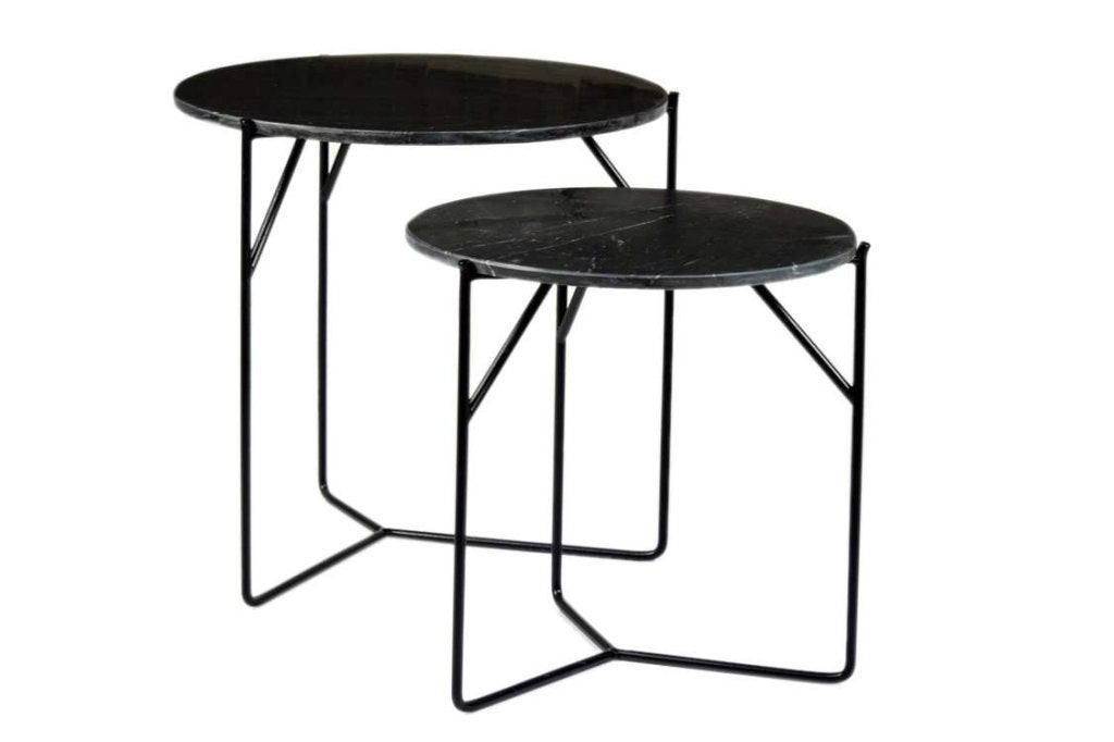 Set 2 marmeren bijzettafels Mason Black - €50 afhalen, Huis en Inrichting, Ophalen, 50 tot 100 cm, Maxi Living, 50 tot 100 cm