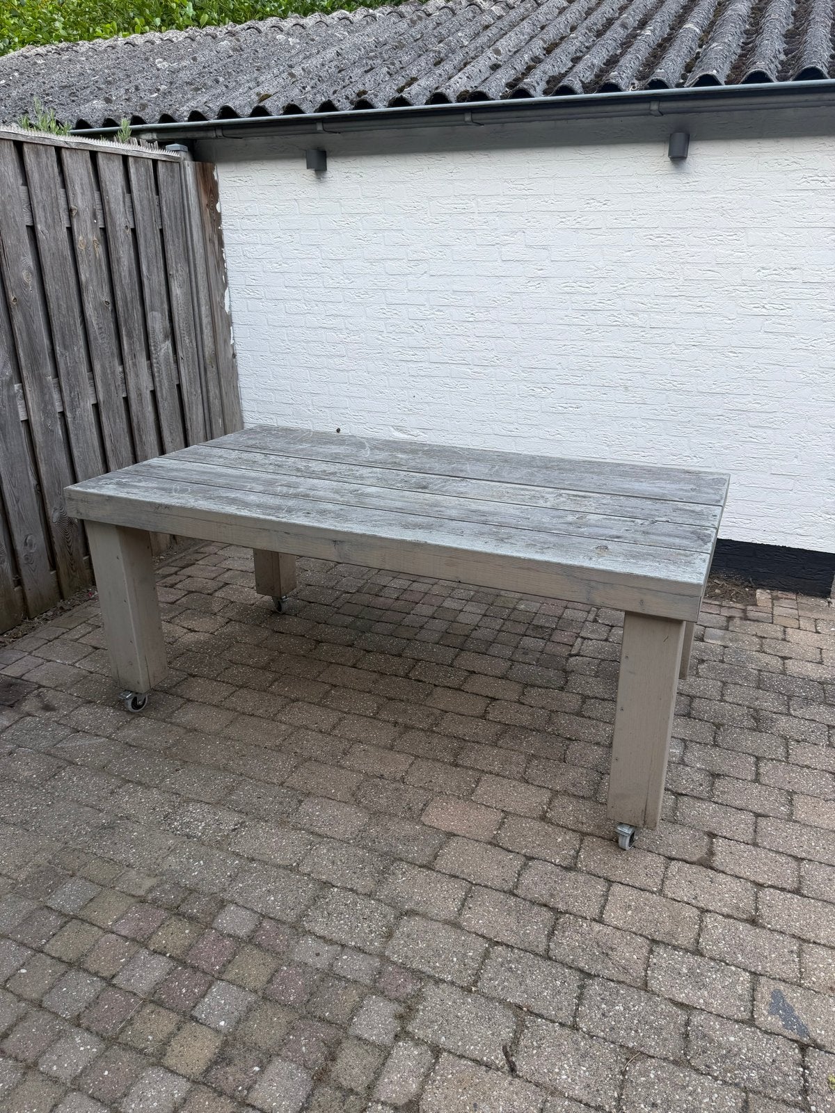 Verrijdbare Tuintafel - 180x100x77 cm - Demontabele Poten, Tuin en Terras, Ophalen, Gebruikt, Rechthoekig, Hout