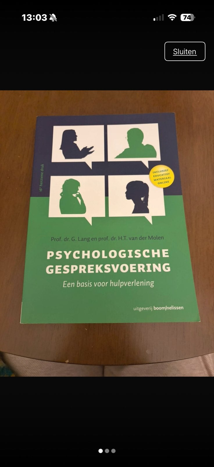 Psychologische Gespreksvoering - Lang & van der Molen, Ophalen of Verzenden, Zo goed als nieuw, Klinische psychologie
