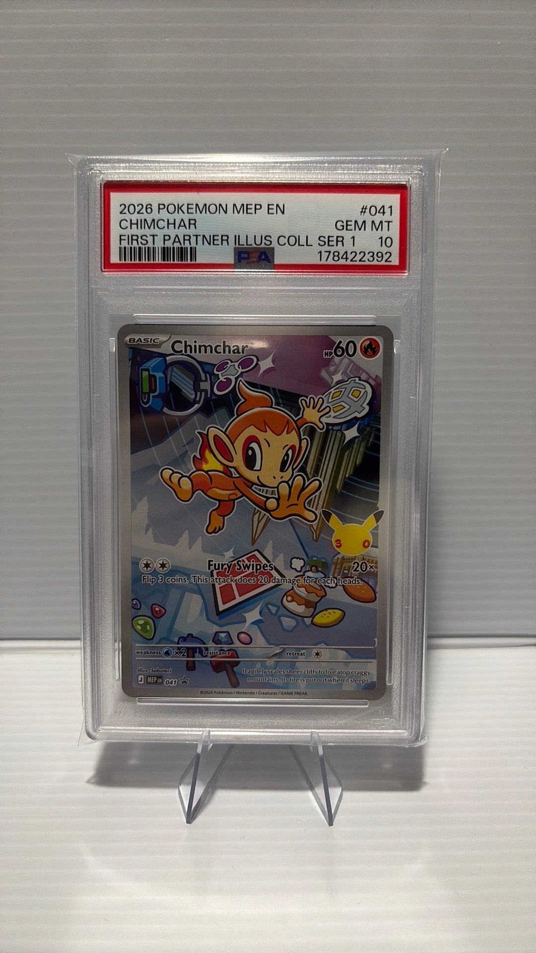 Chimchar 041 first partner Promo PSA 10 Pokémon Kaart, Ophalen of Verzenden, Nieuw, Losse kaart