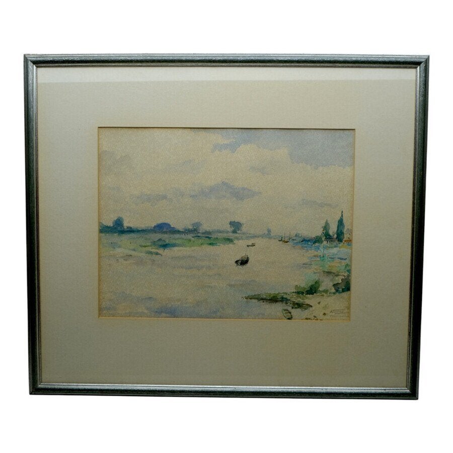 Albert Torie (1896-1969) - IJsselgezicht, Ophalen of Verzenden, Landschap, Aquarel, Papier
