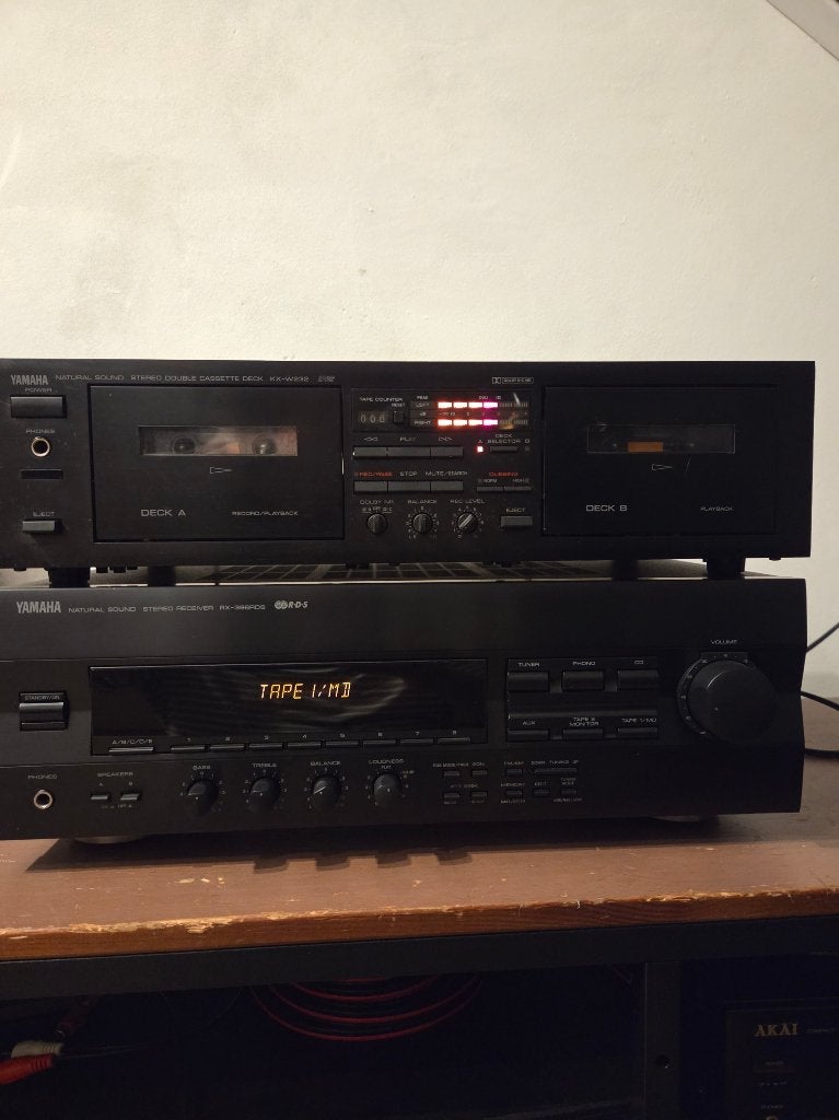 Yamaha RX-396RDS receiver met Yamaha Double Cassette KX-W232, Tuner of Radio, Losse componenten, Zo goed als nieuw, Ophalen