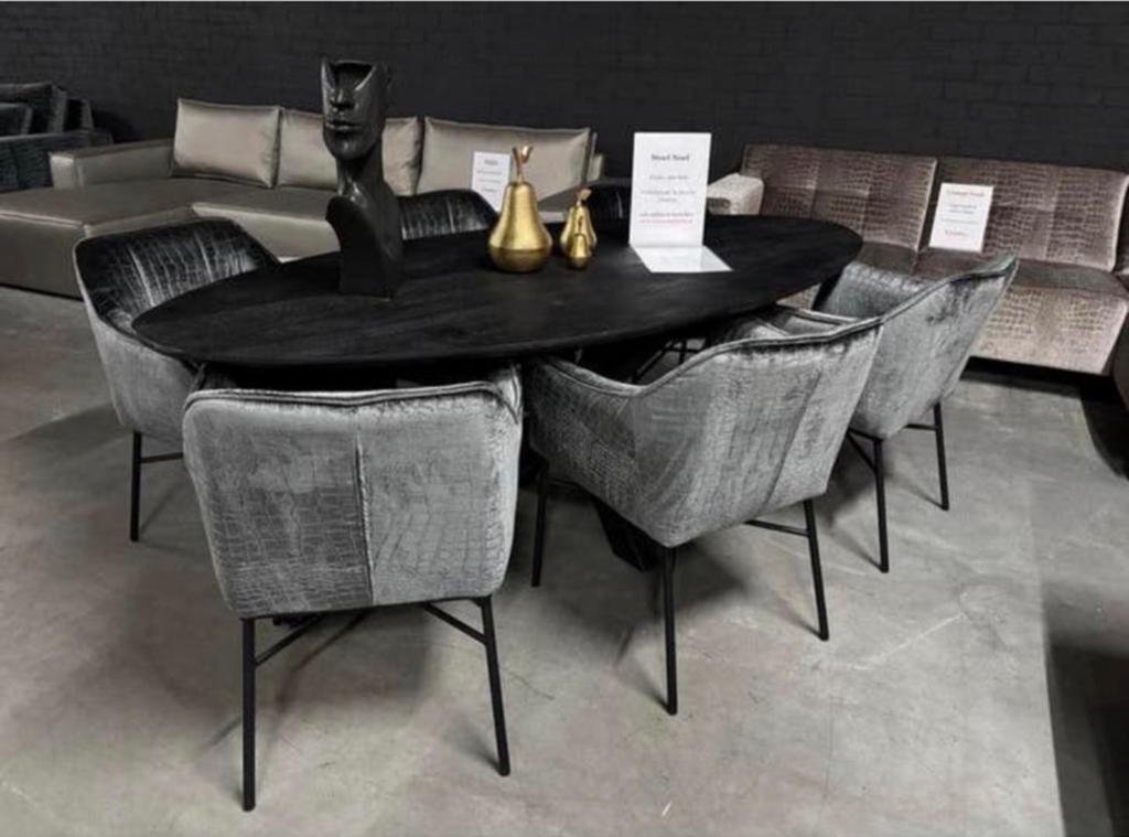 Set van 6 VELVET /CROCO stoelen antraciet, Ophalen, Zo goed als nieuw