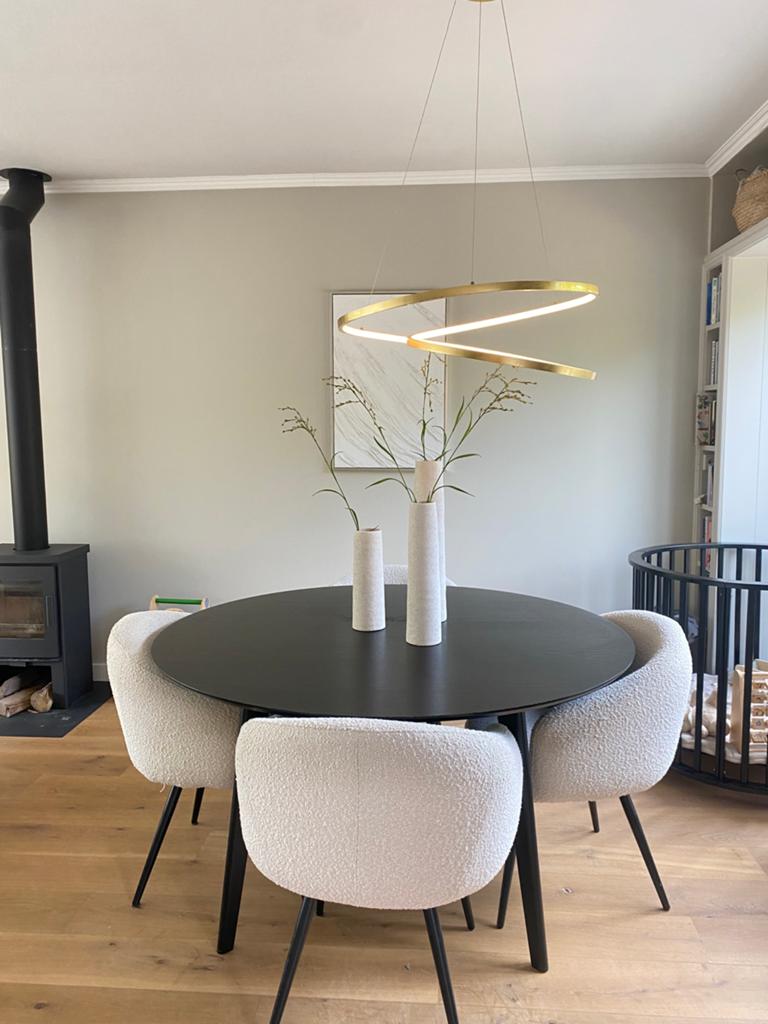 Zwarte ronde eettafel (diameter 140 cm), Ophalen, Gebruikt, 100 tot 150 cm, Rond