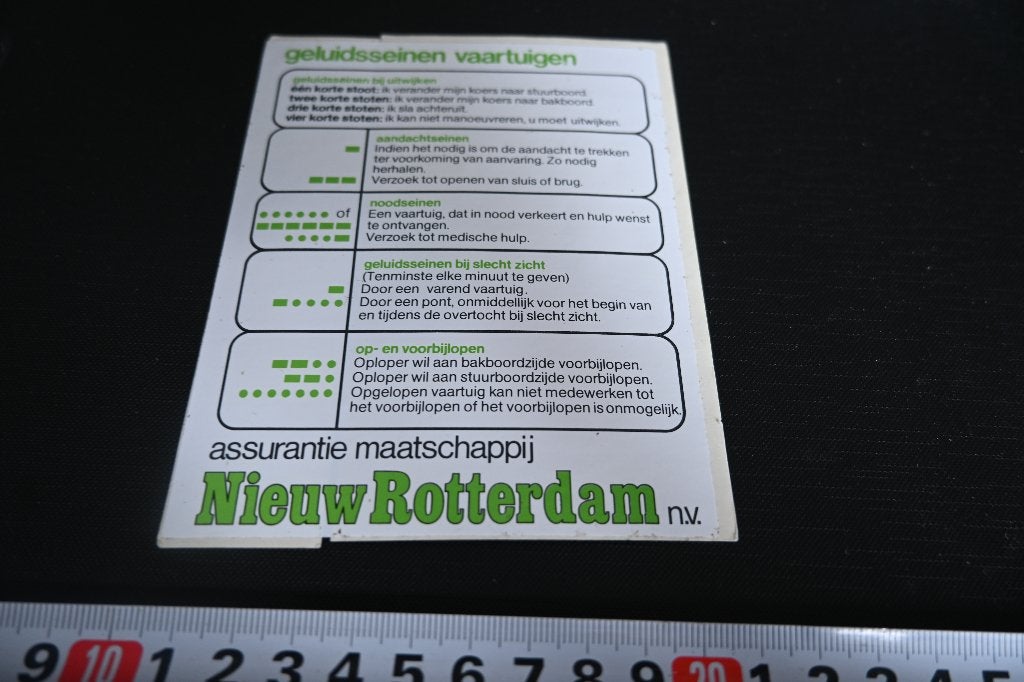 sticker Nieuw Rotterdam assurantie maatschappij Geluidssein, Ophalen, Zo goed als nieuw
