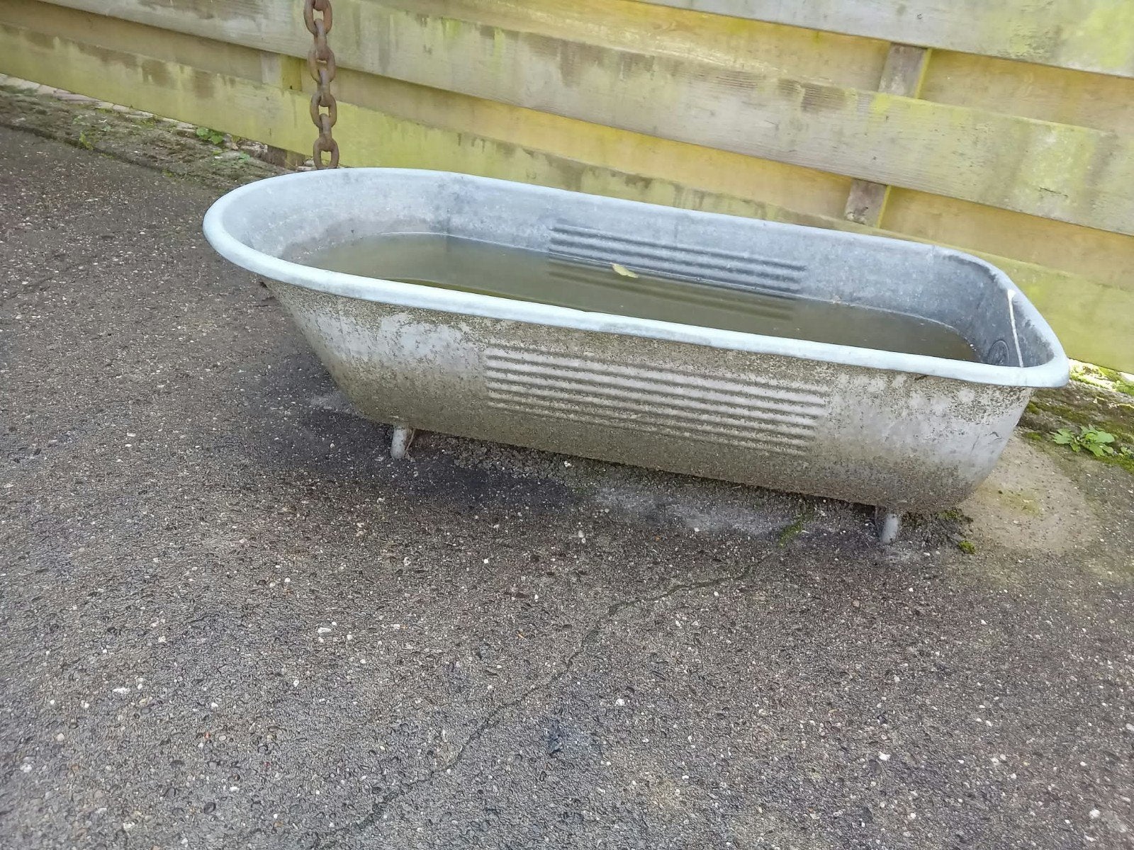Vintage zinken babybadkuip - oorsprong oost duitsland  (ddr), Ophalen, Gebruikt, Minder dan 30 cm, Rond
