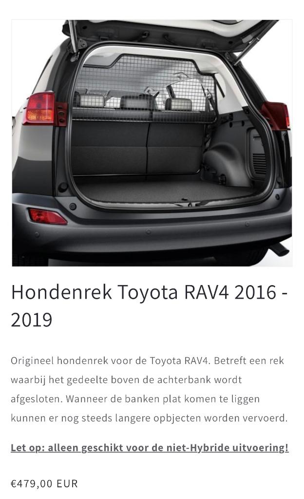 Hondenrek Toyota rav 4 2016/2019, Ophalen, Nieuw