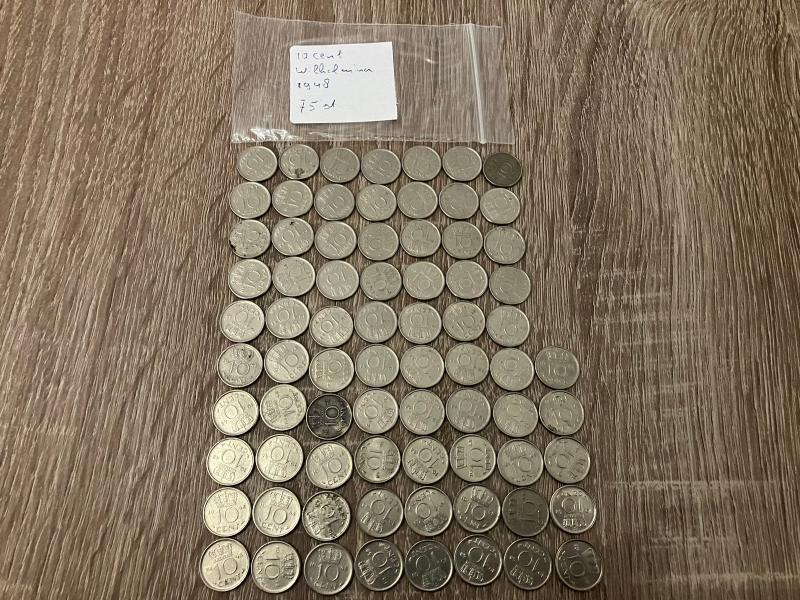 10 cent gulden 1948 jaar 75 stuks., Ophalen of Verzenden, Koningin Wilhelmina, 10 cent, Setje