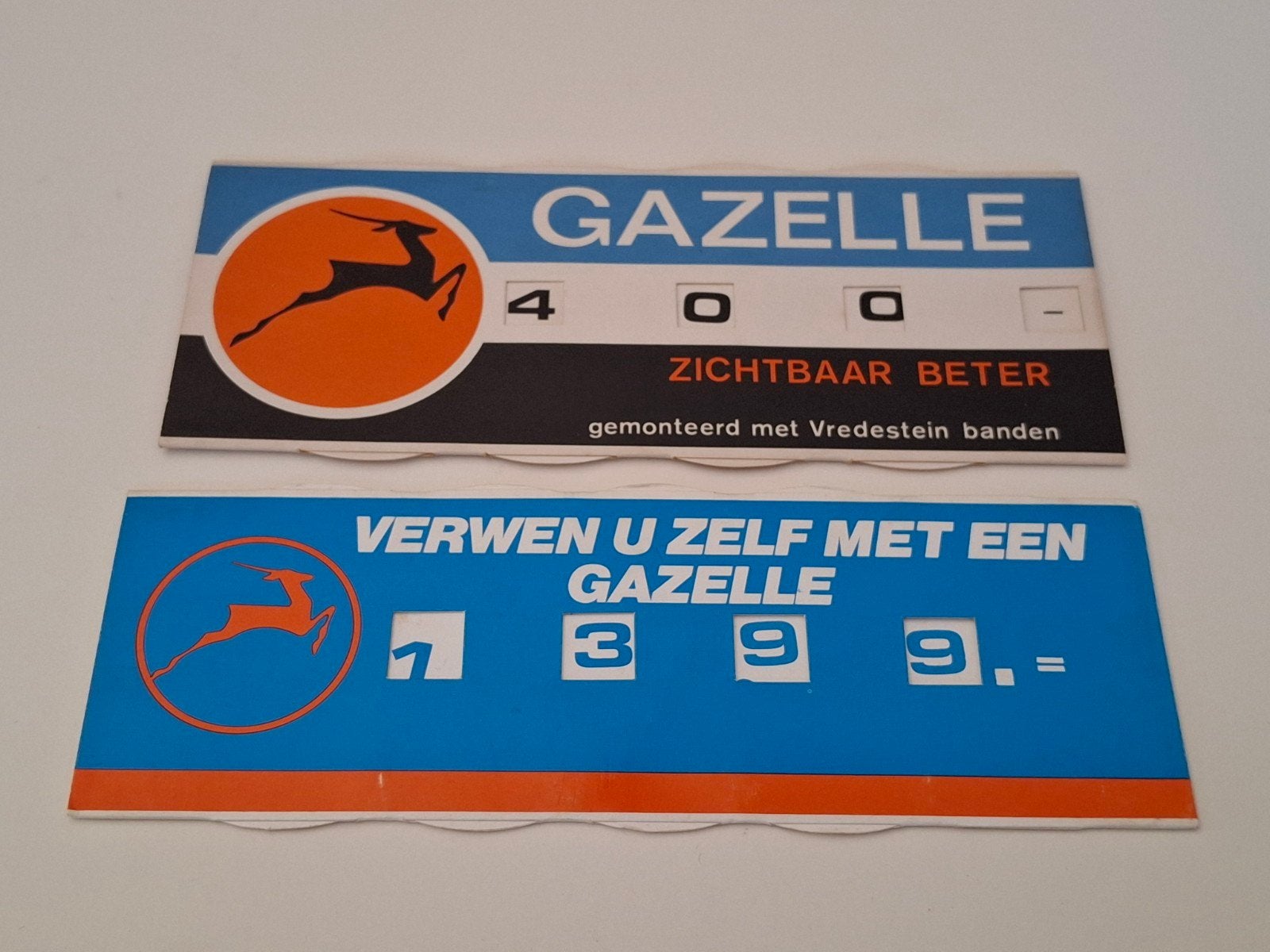 2x Gazelle prijskaartjes / fietsen bromfietsen, Ophalen of Verzenden, Zo goed als nieuw, Overige typen