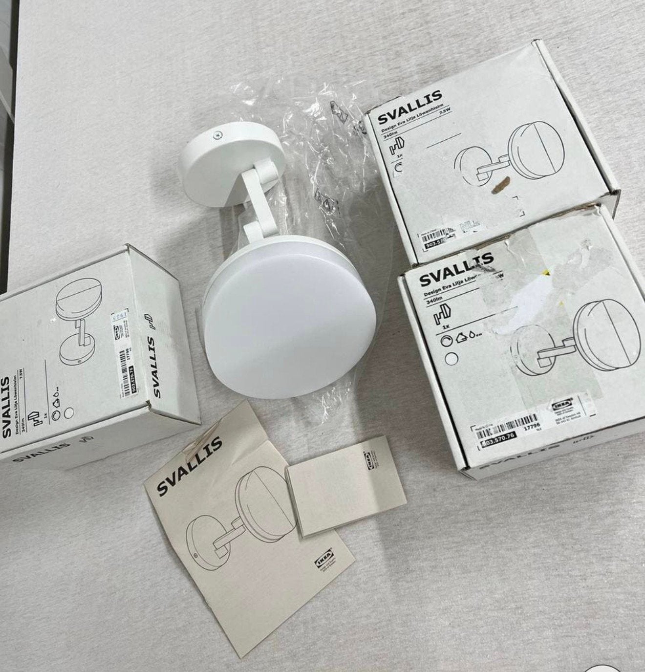 IKEA SVALLIS LED Wandlamp + Zwenkarm Wit 6" 803.570.76 lamp, B, Nieuw, H, H