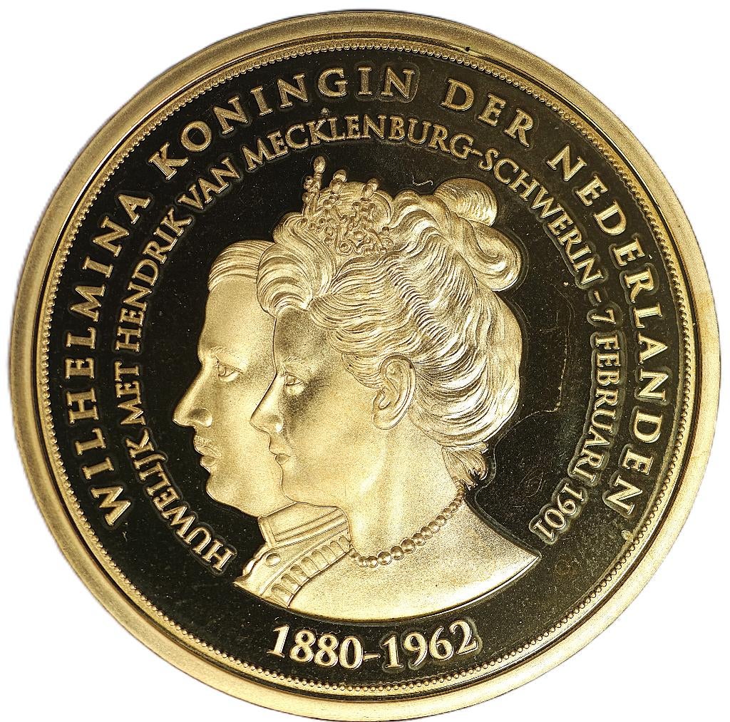 Koningin Wilhelmina en Prins Hendrik, huwelijk (1901), Ophalen of Verzenden, Brons, Nederland