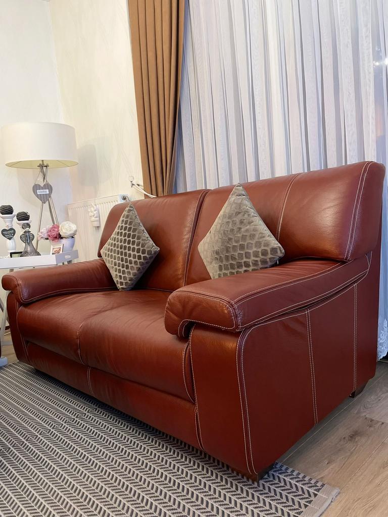 Luxe buffelleer bankstel 2+3 zits, Ophalen, Zo goed als nieuw, 75 tot 100 cm, Leer