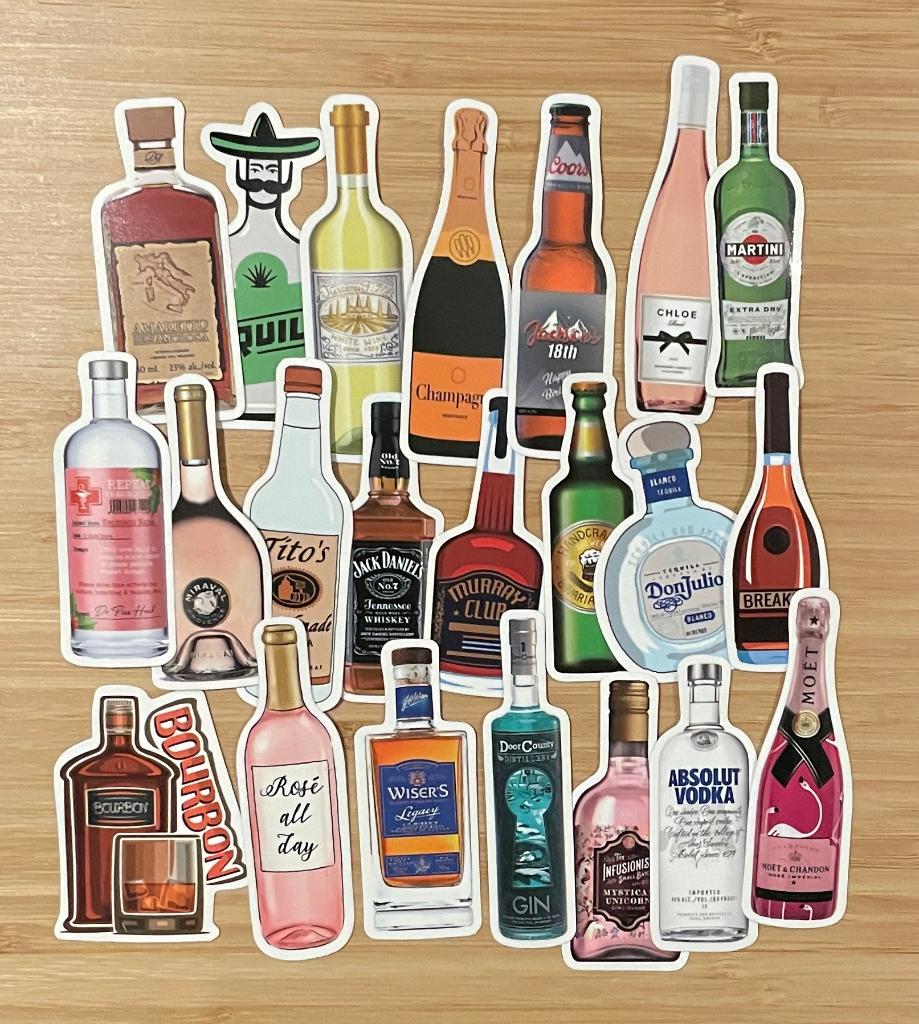 Wijn, bier flessen stickers, Verzenden, Nieuw, Meerdere stickers