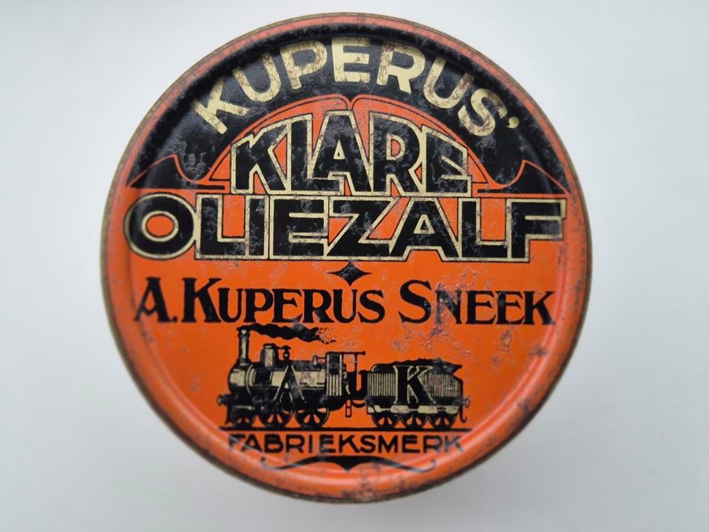 Kuperus Klare Olie Zalf blik A.Kuperus Sneek, Verzamelen, Blikken, Ophalen of Verzenden, Gebruikt, Overige