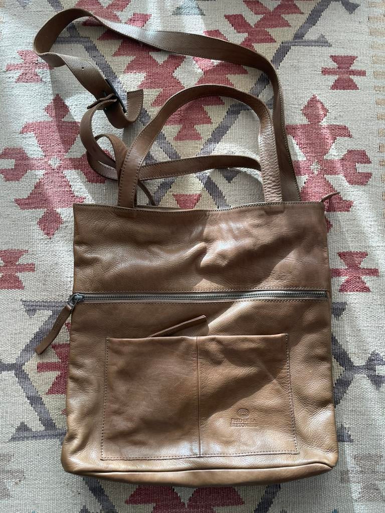 Shopper/tote/crossbody Fred de la Bretoniere, leer, Sieraden, Tassen en Uiterlijk, Tassen | Damestassen, Gebruikt, Verzenden