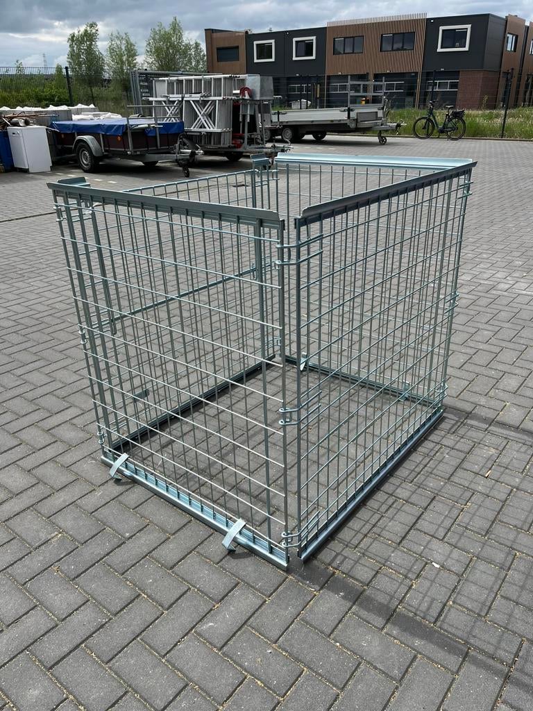 Stalen pallet kooi voor blokpallets, palletkooi uitklapbaar, Ophalen, Gebruikt, 100 cm of meer, Opvouwbaar