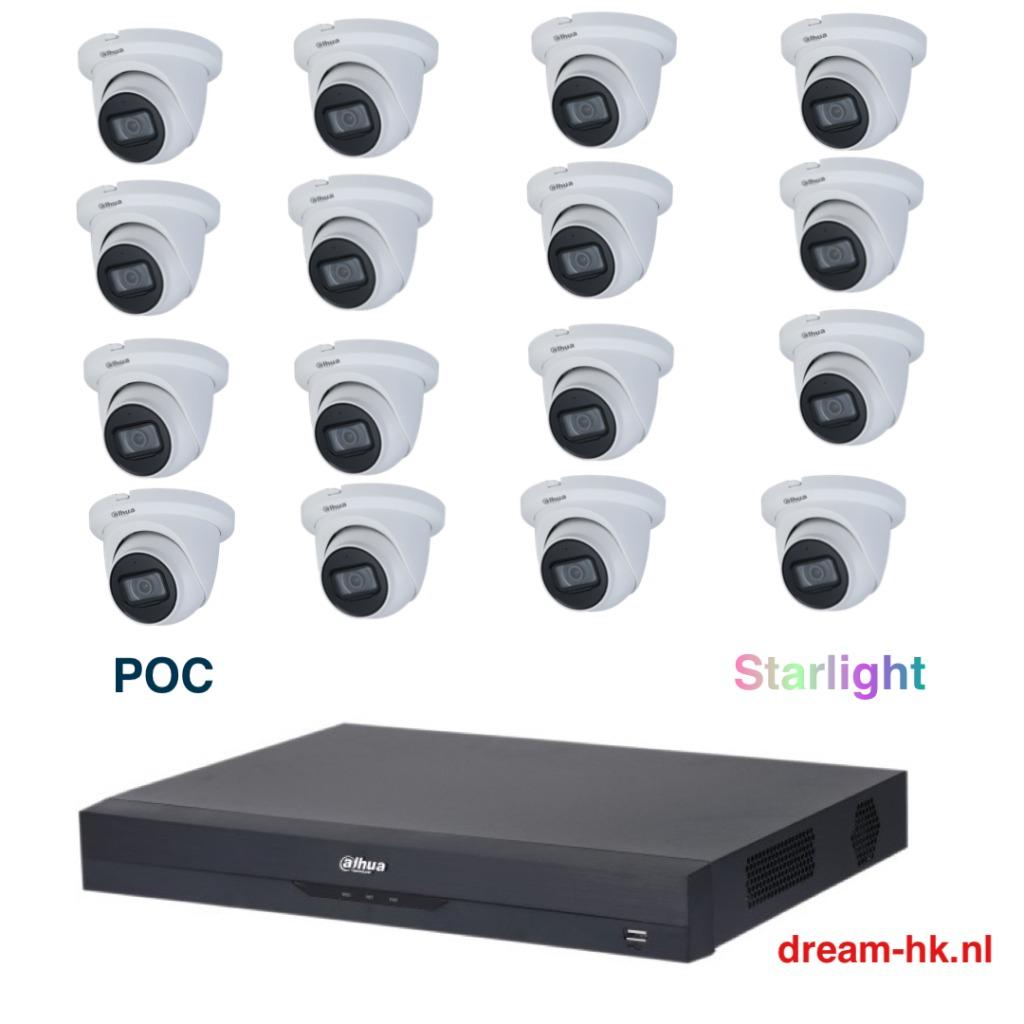 5MP Dahua 16CH PoC HDCVI Starlight camera set/DVR+16x camera, Ophalen of Verzenden, Nieuw, Buitencamera