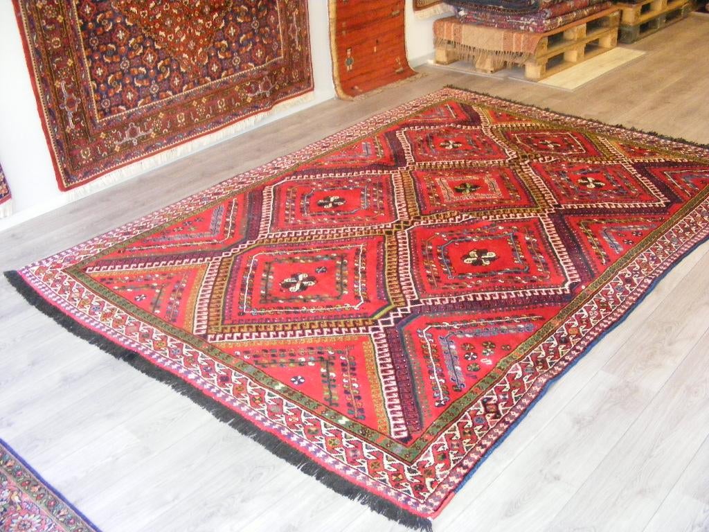 Handgeknoopt perzisch Tapijt Shiraz- iran Maat:2.05X3,10,m, 150 tot 200 cm, Ophalen of Verzenden, Rechthoekig, Crème