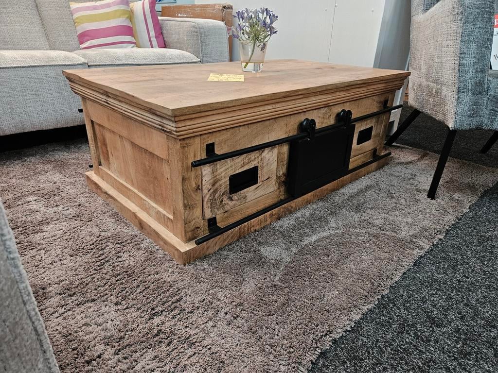 Salontafel industrieel Mango met lades NIEUW, Huis en Inrichting, Ophalen, 100 tot 150 cm, Nieuw, 50 tot 100 cm