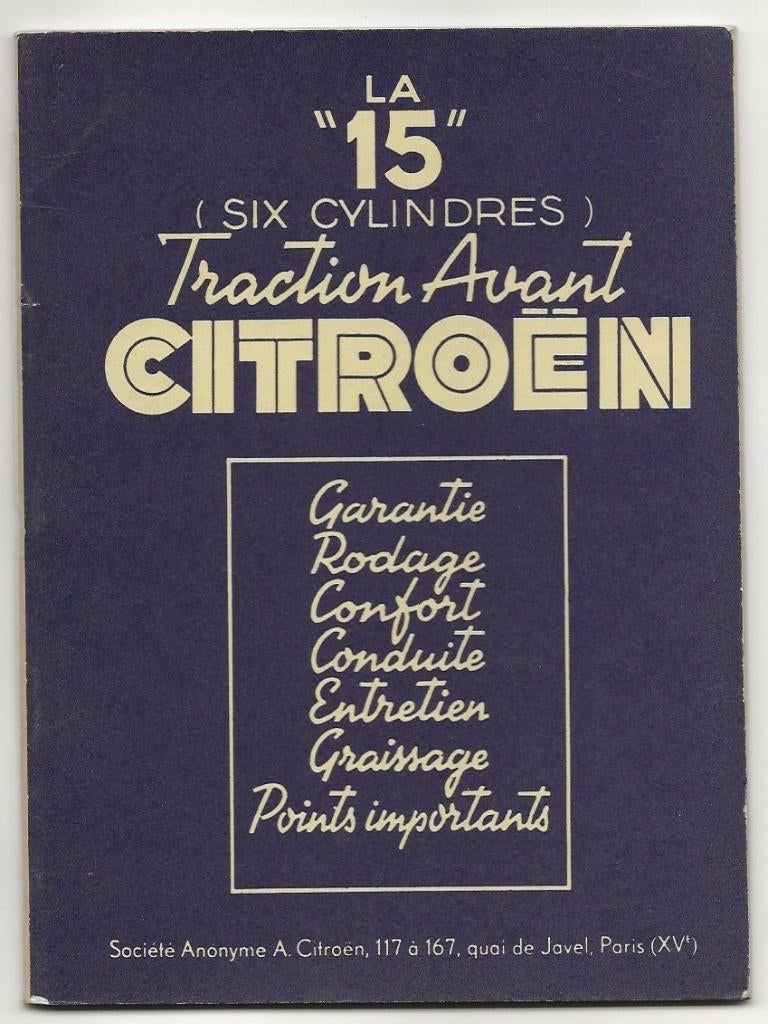 Citroen Traction Avant la 15 notice handleiding 1951 (A1417), Ophalen of Verzenden