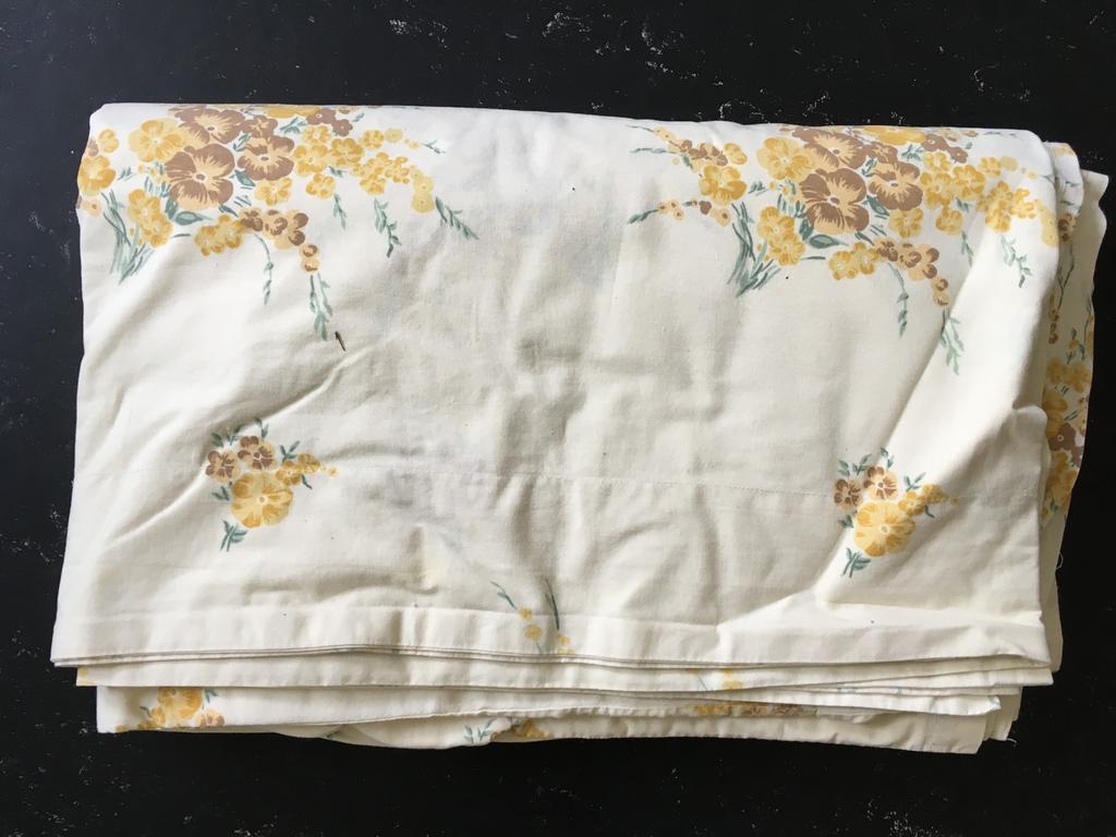 Vintage stof dik katoen 190x240 dubbel genaaid, 120 cm of meer, Geel, 200 cm of meer, Ophalen of Verzenden