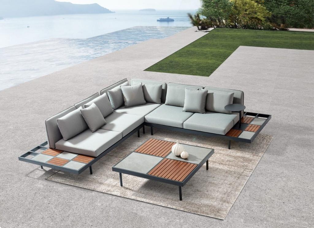 Showmodel loungeset loungebank zithoek tuinbank, Ophalen of Verzenden, Zo goed als nieuw, Aluminium