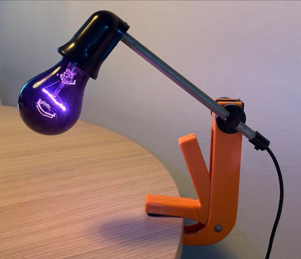 Oranje Revue Vintage Bureaulamp 1970, Gebruikt, Ophalen of Verzenden, Minder dan 100 cm, Metaal