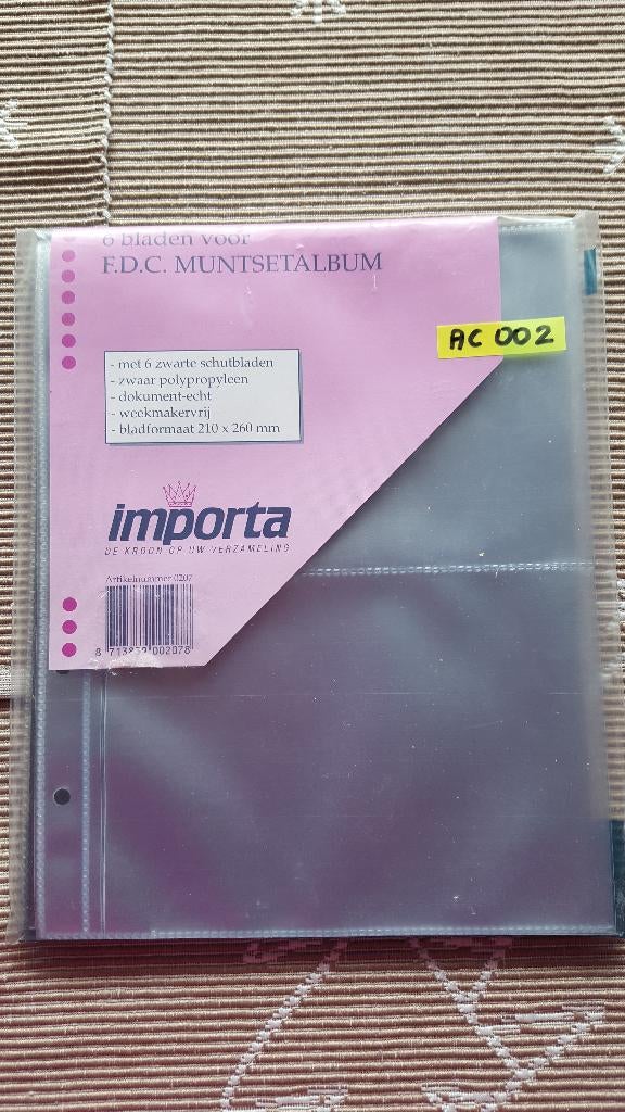 IMPORTA 1 set 6 bladen FDC Muntsetalbum (Kavel AC 002), Postzegels en Munten, Munten en Bankbiljetten | Toebehoren, Ophalen of Verzenden