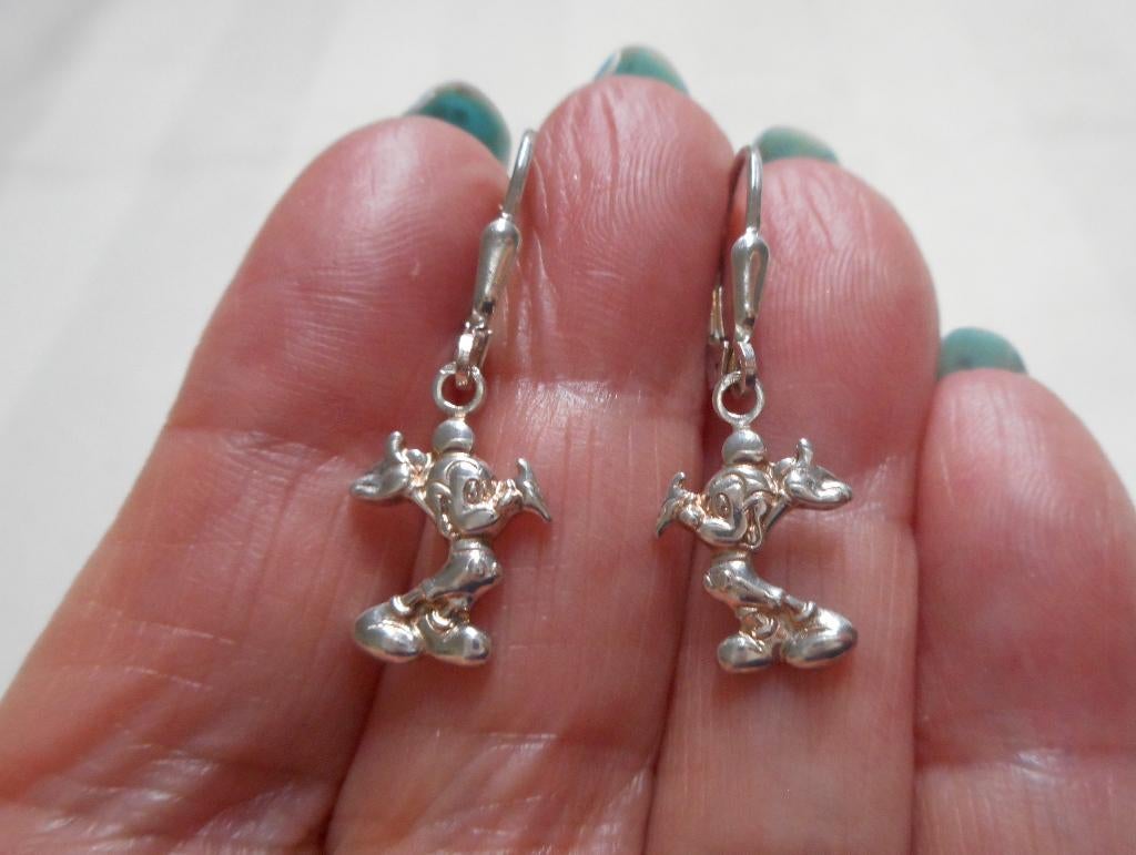 Zilveren Disney Mickey Mouse oorbellen nr.619, Hangers, Verzenden, Zo goed als nieuw, Zilver
