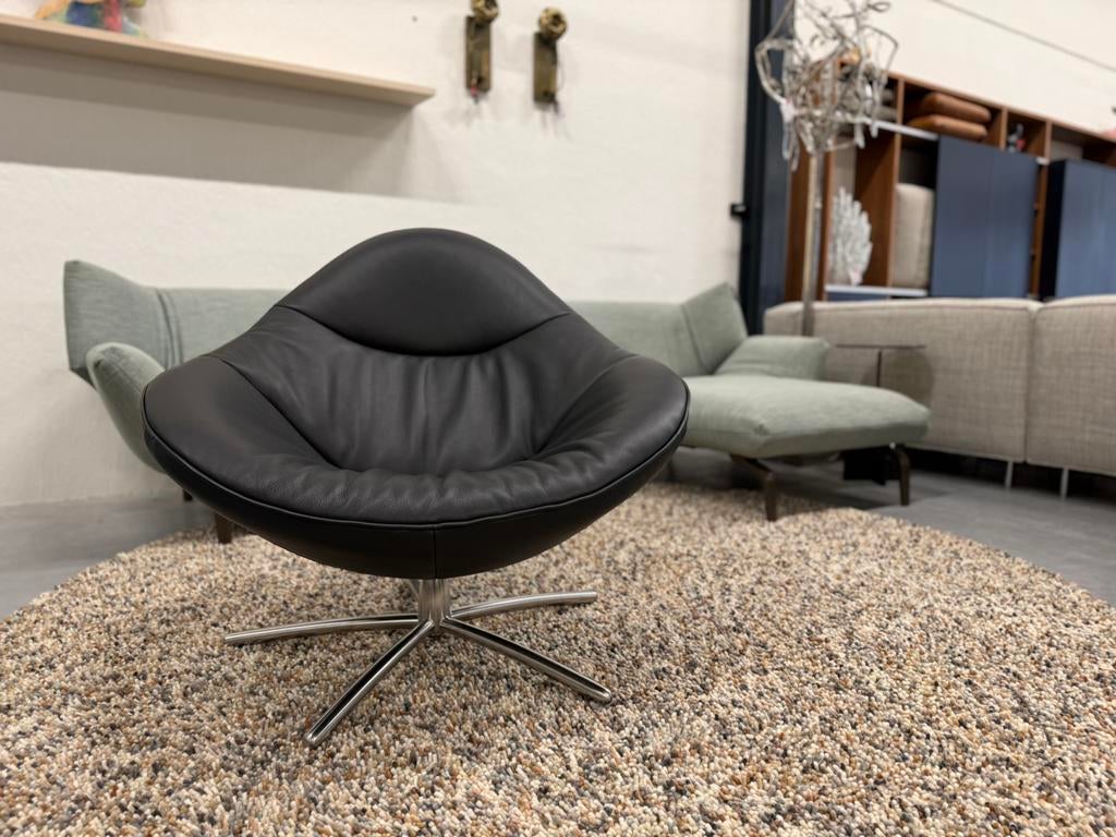 Nieuw Label Vandenberg Hidde Soft Fauteuil Zwart leer Gin, Nieuw, Label van den Berg, 50 tot 75 cm, Leer