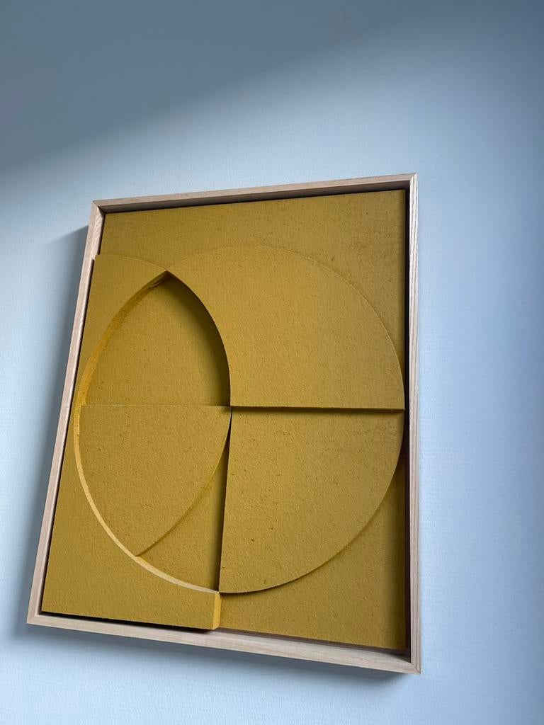 Hk living schilderij Framed relief art panel ochre, Ophalen of Verzenden