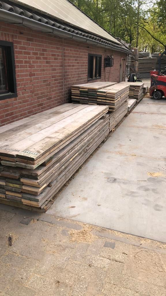 Steigerplanken Steigerhout echt van de bouw, Doe-het-zelf en Verbouw, Gebruikt, 25 tot 50 mm, Ophalen of Verzenden, Plank