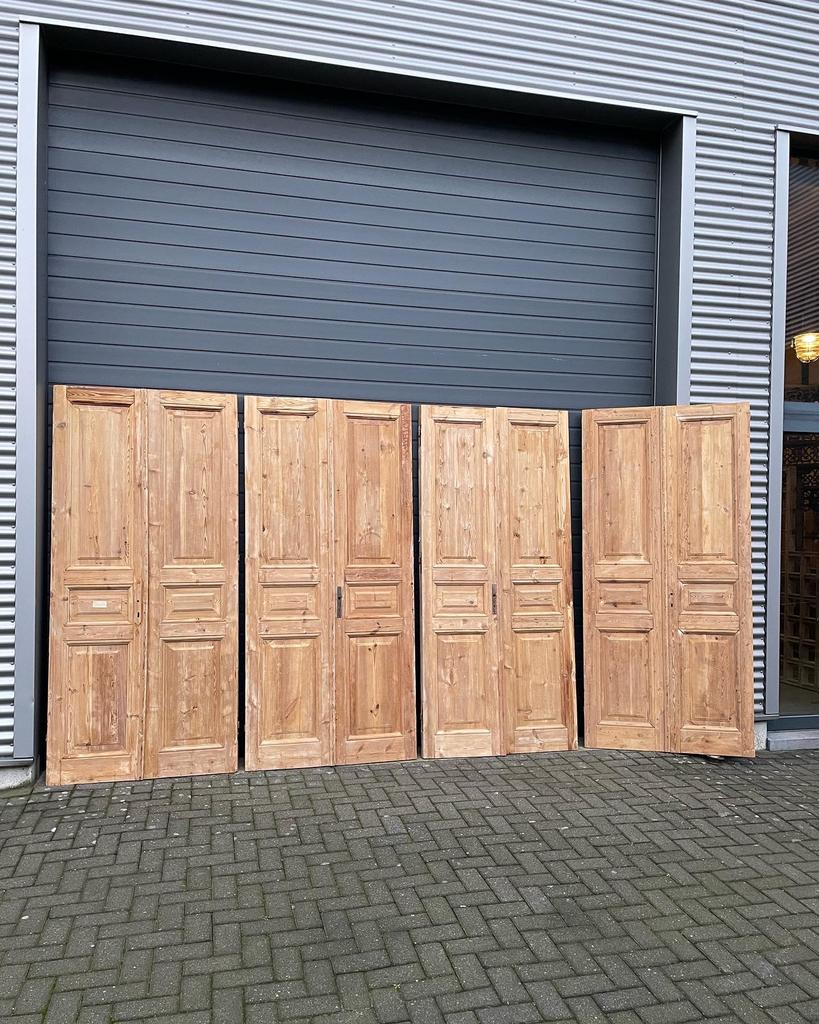 Antieke sets dubbele paneeldeuren geloogd., Doe-het-zelf en Verbouw, Deuren en Horren, Ophalen of Verzenden, Gebruikt, Hout