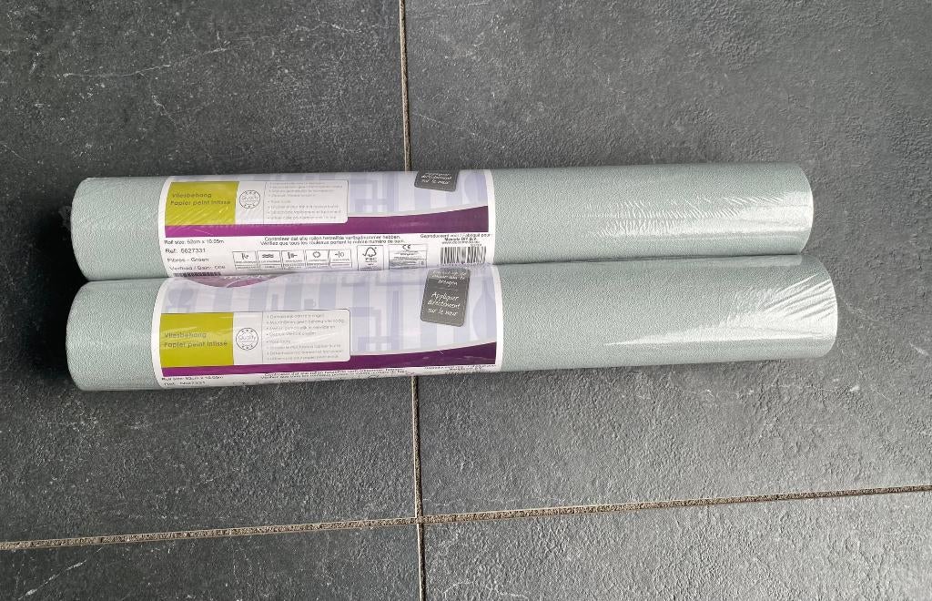 2 rollen Vliesbehang Deco mode Fibres - Groen, Ophalen of Verzenden, Minder dan 10 m², Groen