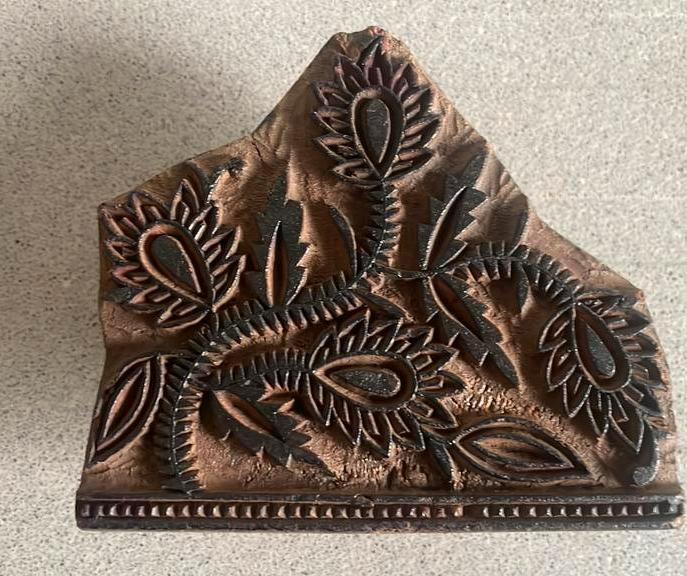 Prachtig oude houten batik stempel India hout plant, Ophalen of Verzenden