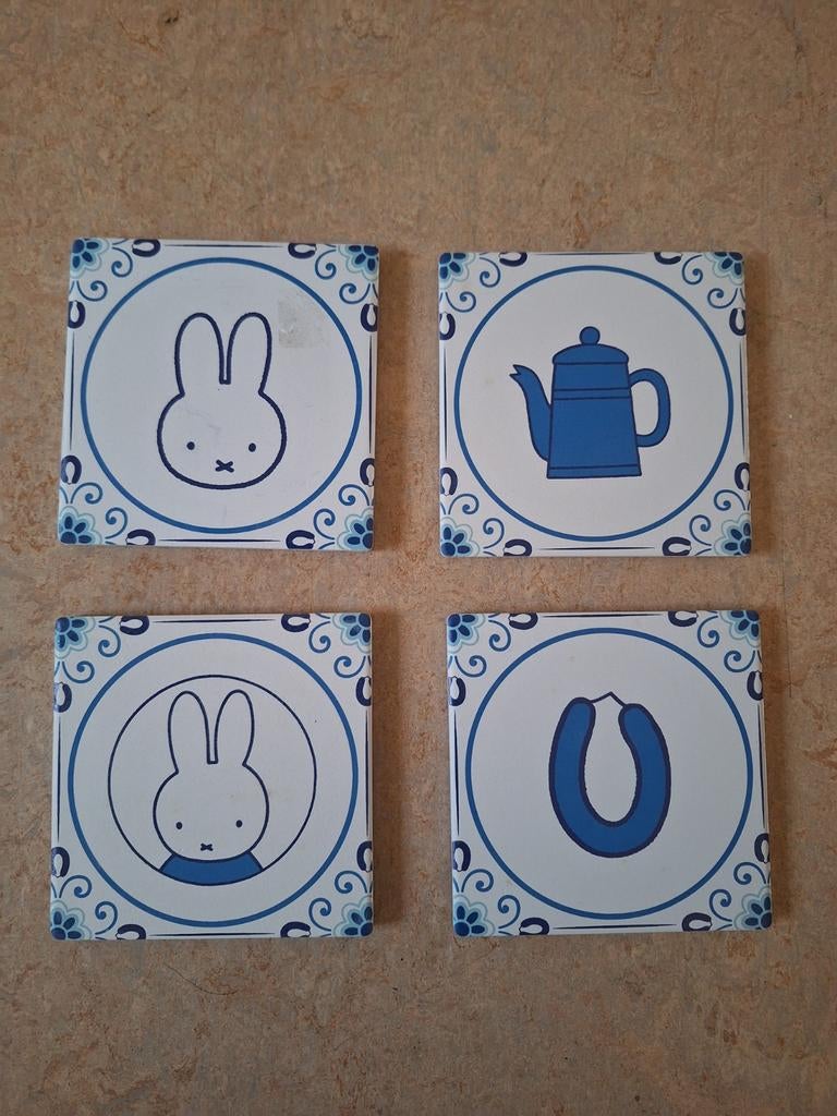 Miffy Nijntje Blauwe Tegel Onderzetters - Set van 4, Ophalen of Verzenden