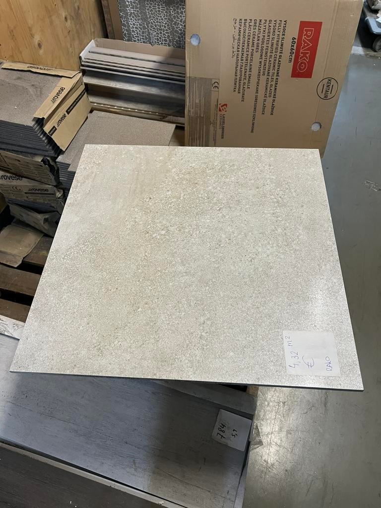 Vloertegels 60x60 cm Rako zand 4,32 m2 voor € 40,-, Ophalen, Nieuw, Minder dan 5 m², Vloertegels