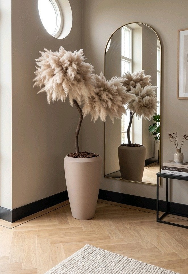 Pampas boom incl pot, Huis en Inrichting, Woonaccessoires | Kunstplanten en Kunstbloemen, Binnen, Natuurlijk materiaal, Handgemaakt