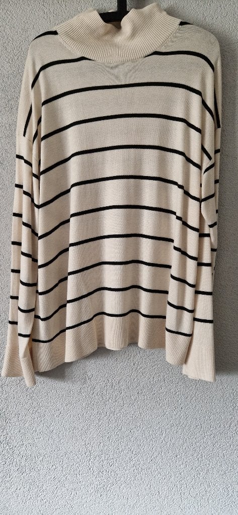 Fijne knitted streep kol trui Maat xxl, H&M, Verzenden, Zwart, Maat 46/48 (XL) of groter