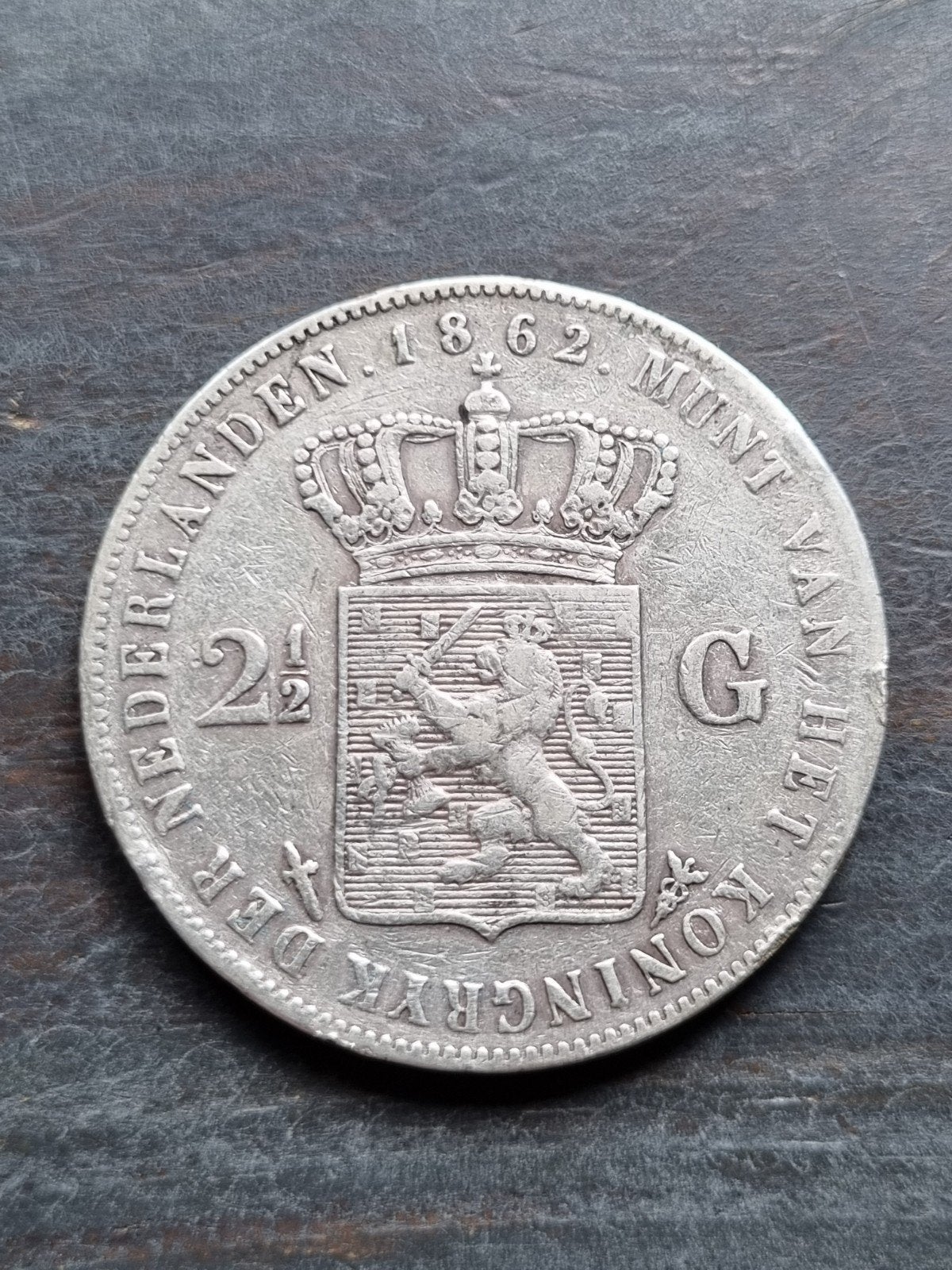Rijksdaalder 1862 tyoe b Willem 3, Ophalen of Verzenden, Koning Willem III, 2½ gulden, Zilver