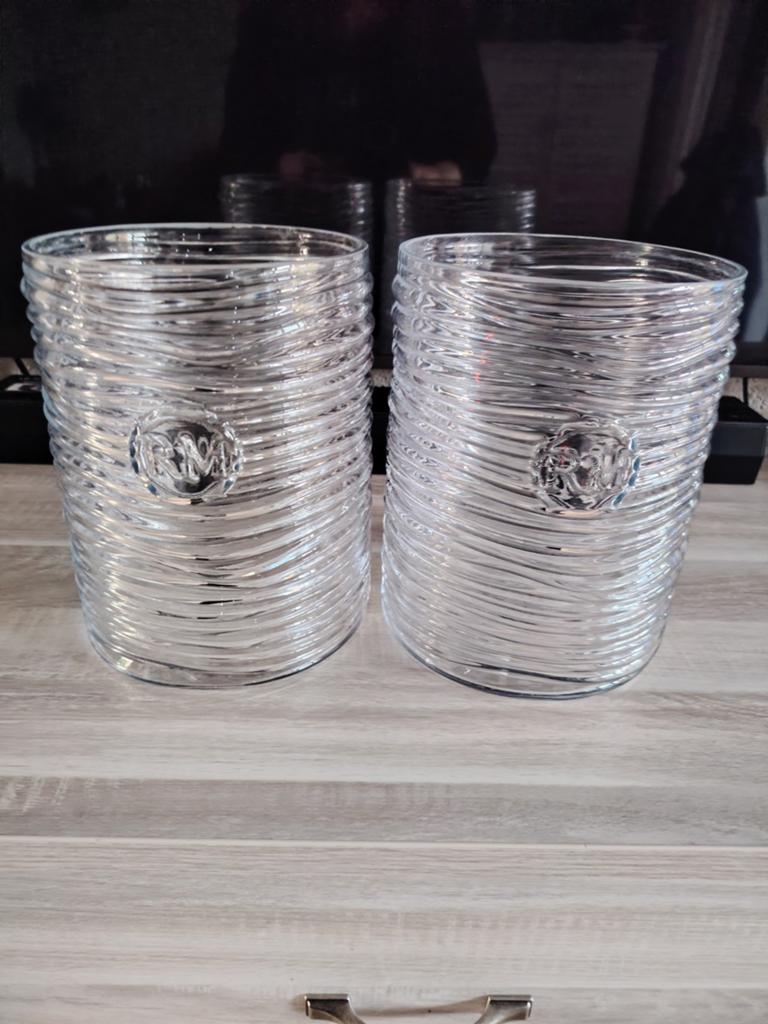 2 glazen windlichten, Huis en Inrichting, Ophalen of Verzenden, Zo goed als nieuw, Glas, Modern